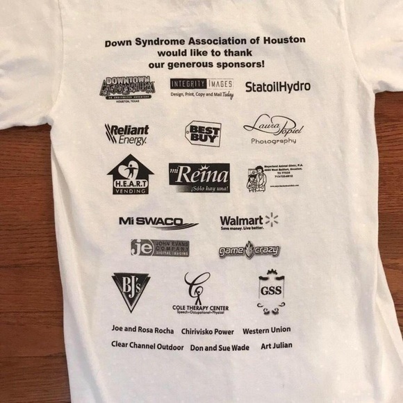 MENS 2008 RINGER SHIRT BLUE WHITE BUDDY WALK DOWN SYNDROME - Picture 2 of 4